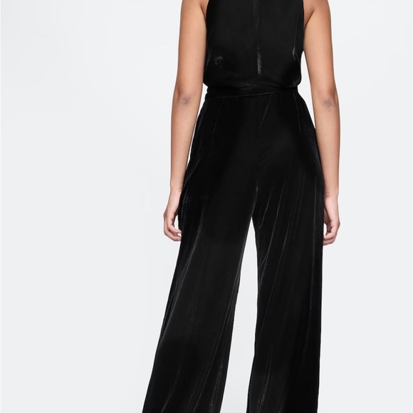 Black Soft Velvet Jumpsuit. - Picture 2 of 5